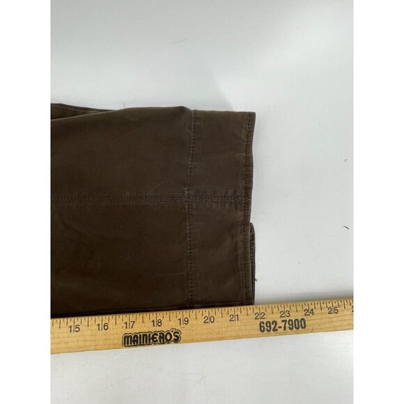 Ann Taylor Loft Women's Brown Wide Leg Cropped Khaki Pants Buttons Size 14 - Picture 12 of 13